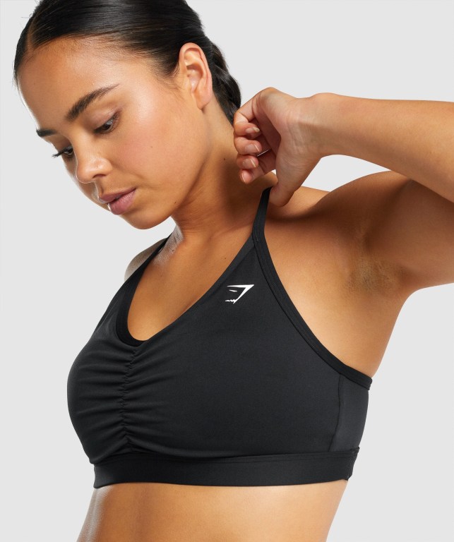 Sujetadores Deportivos Gymshark Ruched Entrenamiento Sports Bra Negras | YKByiQmSD76