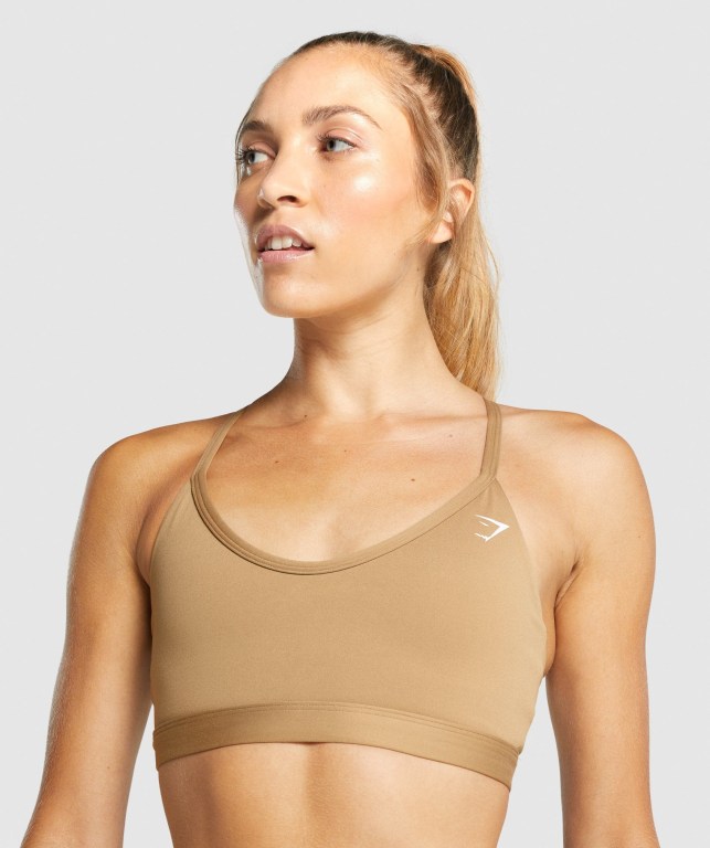 Sujetadores Deportivos Gymshark V Neck Entrenamiento Sports Bra Marrones Claro | OFsb7FhaWVp