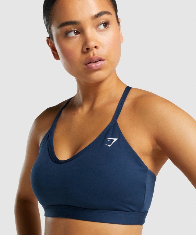 Sujetadores Deportivos Gymshark V Neck Entrenamiento Sports Bra Azul Marino | uqfDLSpRQC5