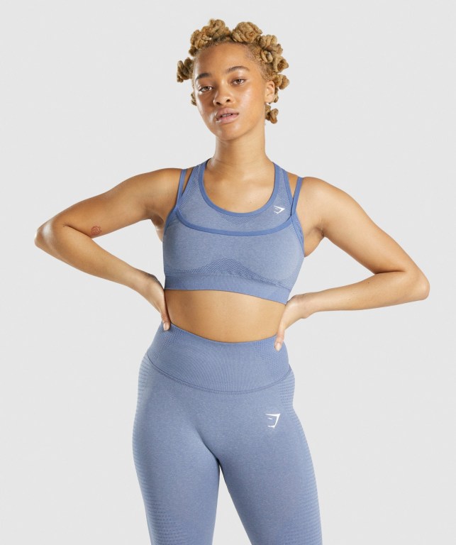 Sujetadores Deportivos Gymshark Vital Rise Seamless Sports Bra Azules | WZuOwlQvtLI