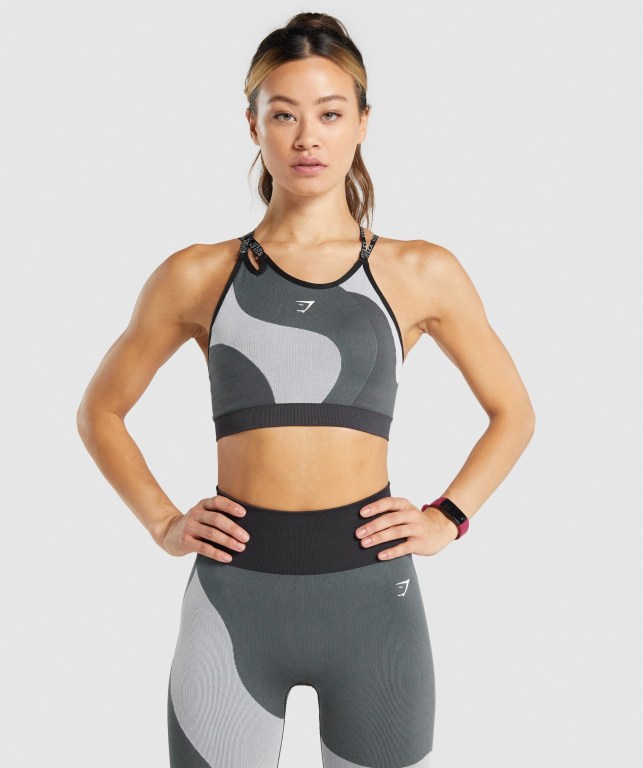 Sujetadores Deportivos Gymshark WTFlex Seamless Asymmetric Tiras Sports Bra Gris | GUxiZChfdPB