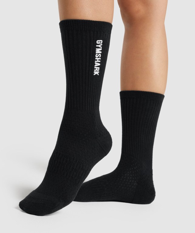 Calcetines Gymshark Embroidered Logo Negras | BvtvQZ3PEjx