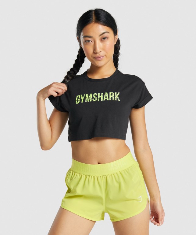 Camiseta Gymshark Animal Graphic Infill Crop Negras | 9CIuLoRGtQP