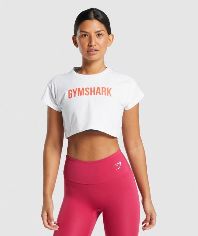 Camiseta Gymshark Animal Graphic Infill Crop Blancas | K9DXTe9TJxl