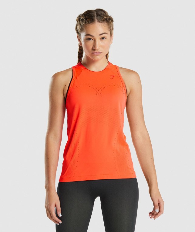 Camiseta Sin Mangas Running Gymshark Apex Seamless Naranjas | MwLmUN38hr7