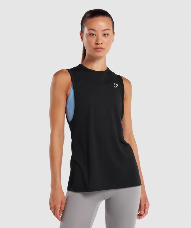 Camiseta Sin Mangas Running Gymshark Entrenamiento Drop Arm Negras | bZ9kQrRVgUM