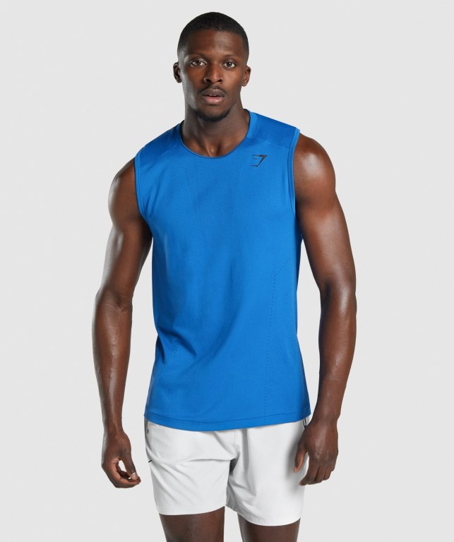 Camiseta Tirantes Gymshark Apex Seamless Azules | Xlu9sDOOrfg