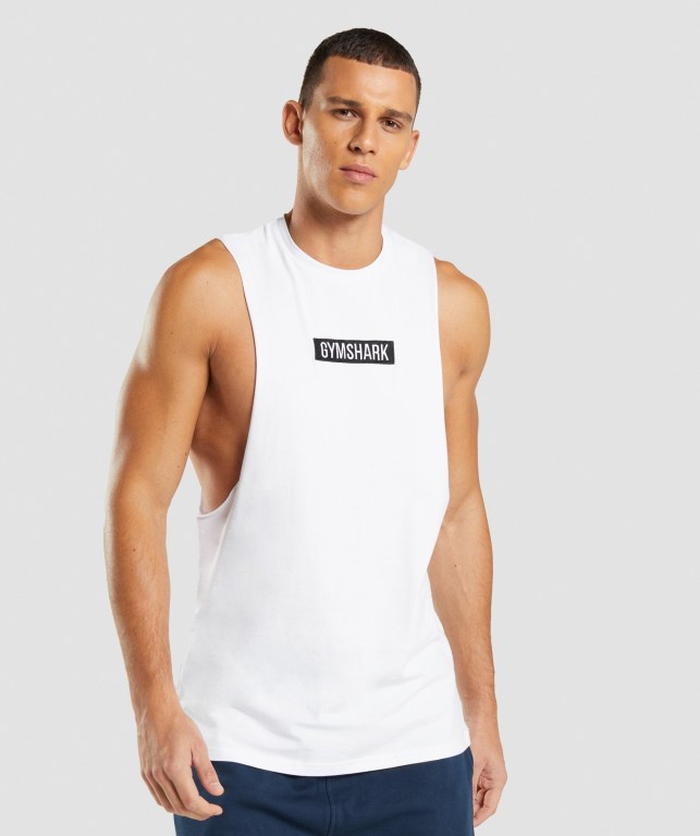 Camiseta Tirantes Gymshark Central Drop Arm Blancas | RCmrbgAhA9x