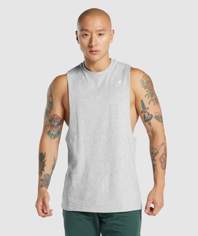 Camiseta Tirantes Gymshark Critical 2.0 Drop Arm Gris Claro | E6Qch7MlnqT