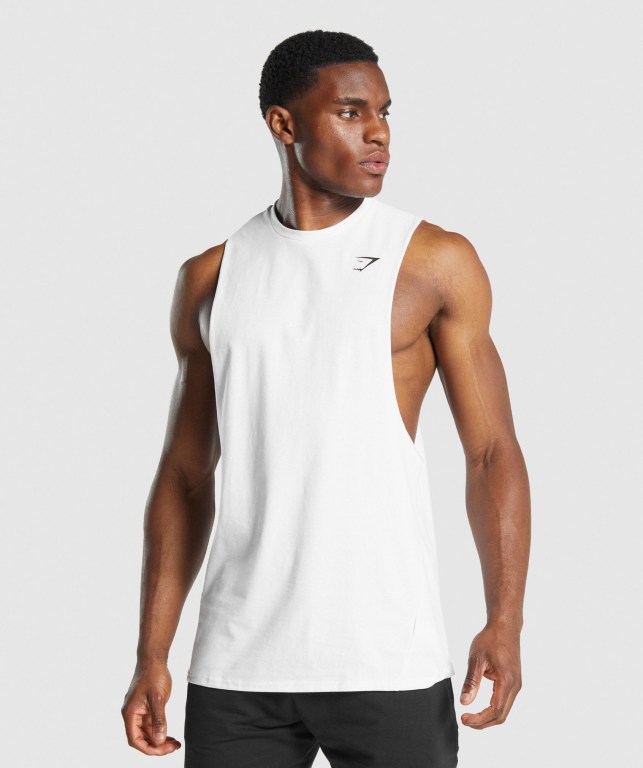 Camiseta Tirantes Gymshark Critical 2.0 Drop Arm Blancas | L8mocRXI2Qc