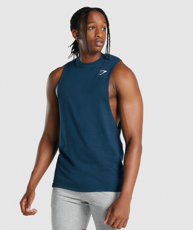 Camiseta Tirantes Gymshark Critical 2.0 Drop Arm Azul Marino | dbHrtVVN4I4