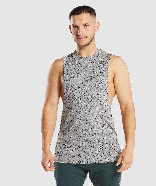 Camiseta Tirantes Gymshark Micro Print Drop Arm Gris | 5J67tohcJWZ