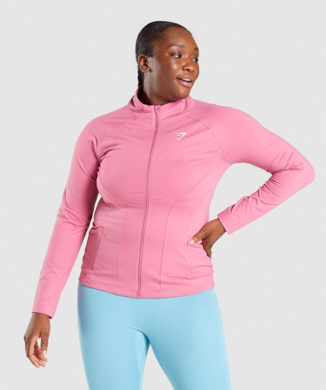 Chaquetas Gymshark Entrenamiento Zip Up Jacket Rosas | 7huzC5mOusp