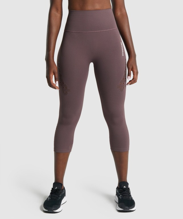 Leggins Gymshark Energy Seamless Cropped Marrones | flgX9RywRWm