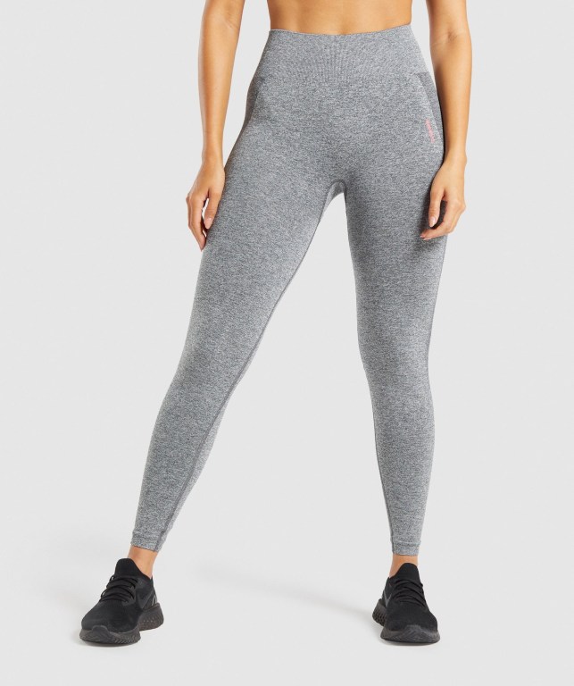 Leggins Gymshark Flex Gris Rosas | cvbFmTQ8tFN