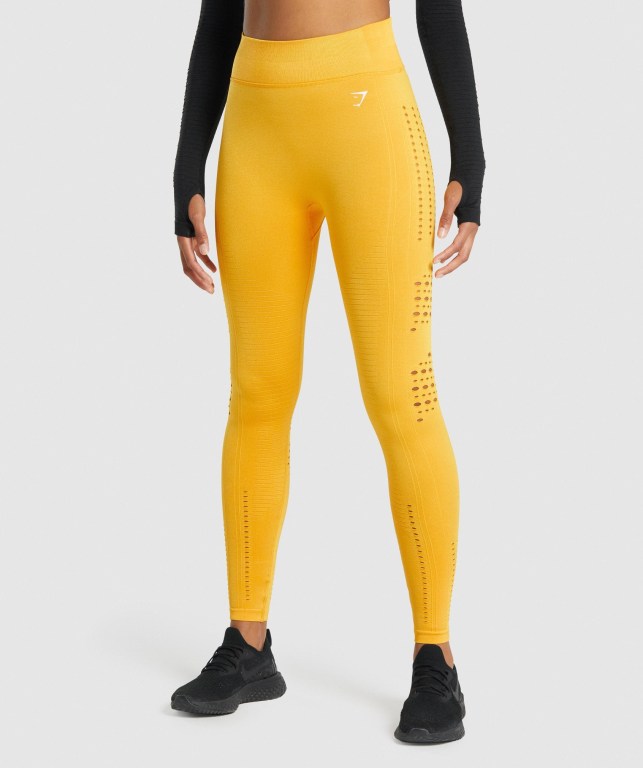 Leggins Gymshark Glow Seamless Tights Amarillo | pa6FwTfpGBj