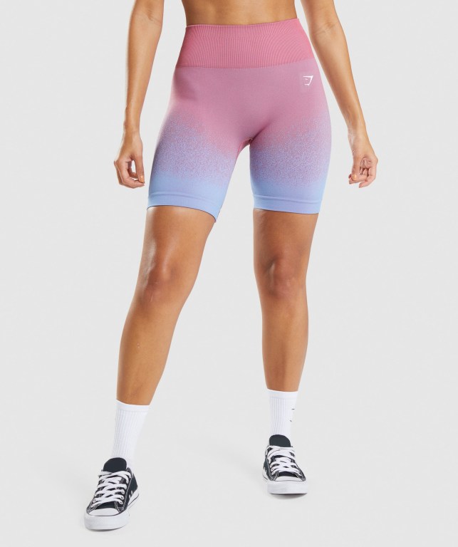 Pantalones Cortos Gymshark Adapt Ombre Seamless Cycling Rosas Rosas Azules Claro | e2JPFwTwATP