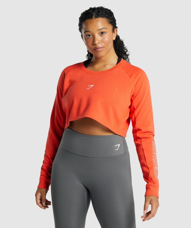 Pullover Gymshark Apollo Graphic Cropped Sueter Naranjas | ydX9ipLWZIz