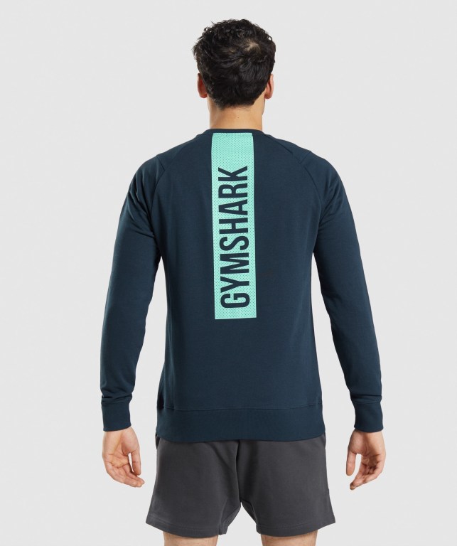 Pullover Gymshark Bold Crew Azul Marino | kLpIxetsF42