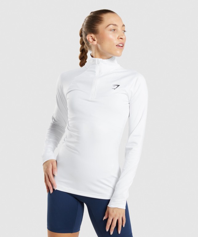 Pullover Gymshark Entrenamiento 1/4 Zip Blancas | IajXx22YuHH