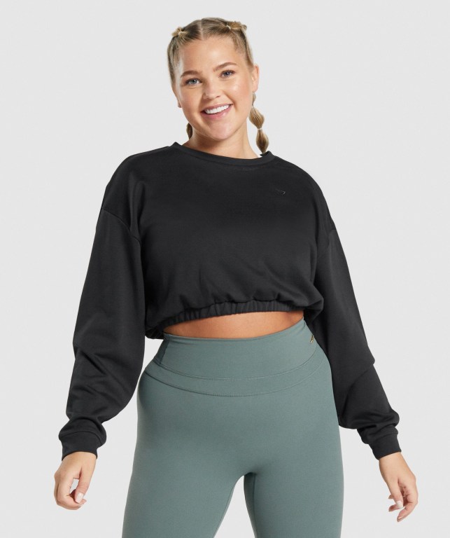 Pullover Gymshark Whitney Cropped Negras | hirWdsy75c6