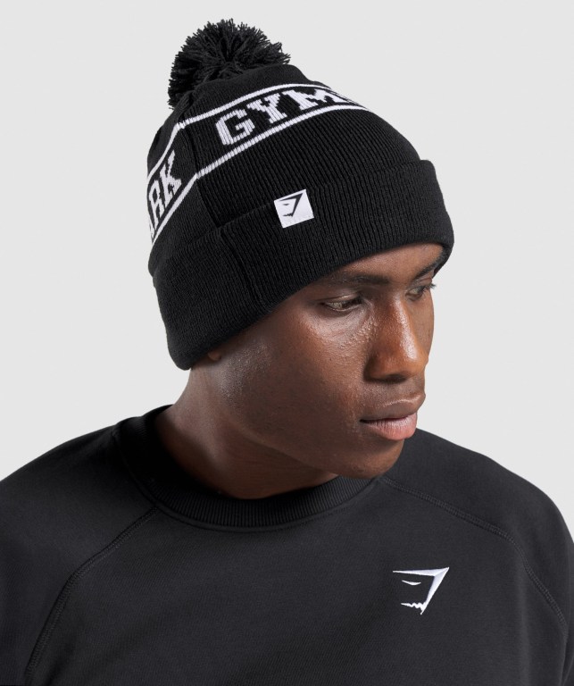 Sombreros Gymshark New Era Tab Beanie Negras | IH1IdbWzNGR