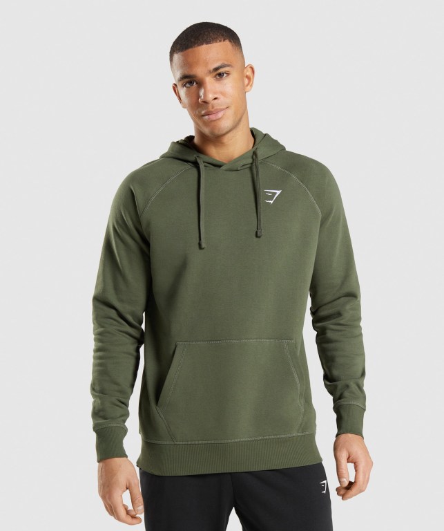 Sudadera Con Capucha Gymshark Crest Verde Oliva | Qr3m1VvlIaE