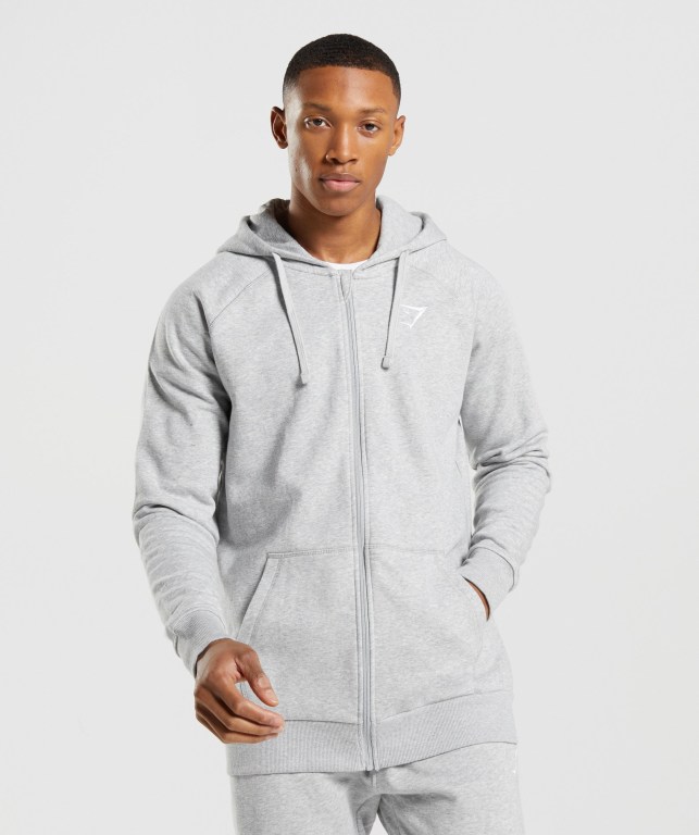 Sudadera Con Capucha Gymshark Crest Zip Up Gris Claro | 9Bzz9BkxPpf