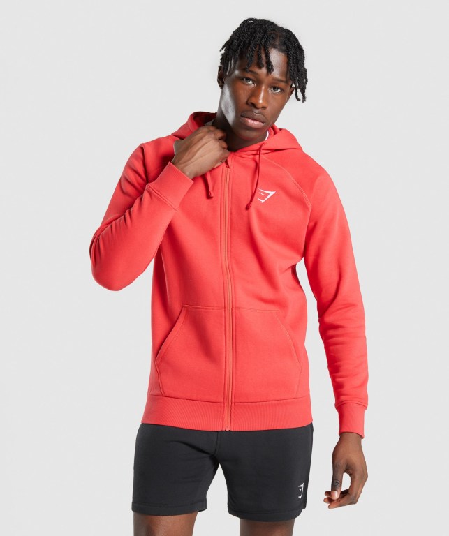 Sudadera Con Capucha Gymshark Crest Zip Up Rojas | oSWhJGtRiVj