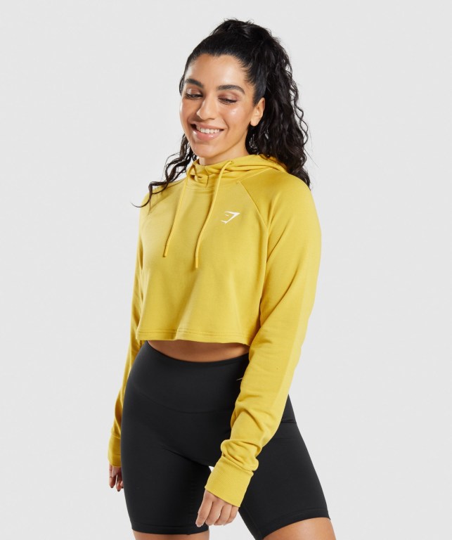 Sudadera Con Capucha Gymshark Entrenamiento Cropped Amarillo | 4OhVg7Ok9m3