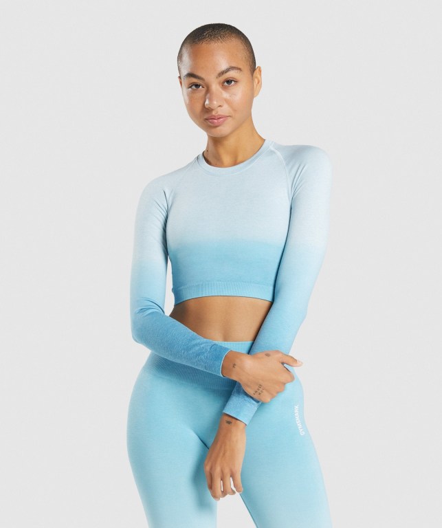 Sudaderas Gymshark Adapt Ombre Seamless Crop Top Azules Claro Azules Claro | WZrB3lSIJqE