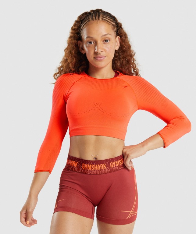 Sudaderas Gymshark Apex Seamless Crop Top Naranjas | Lq25da8uIDB