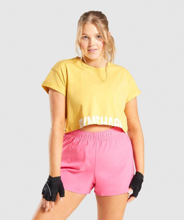 Sudaderas Gymshark Fraction Crop Top Amarillo | DFSMV4IAdkl