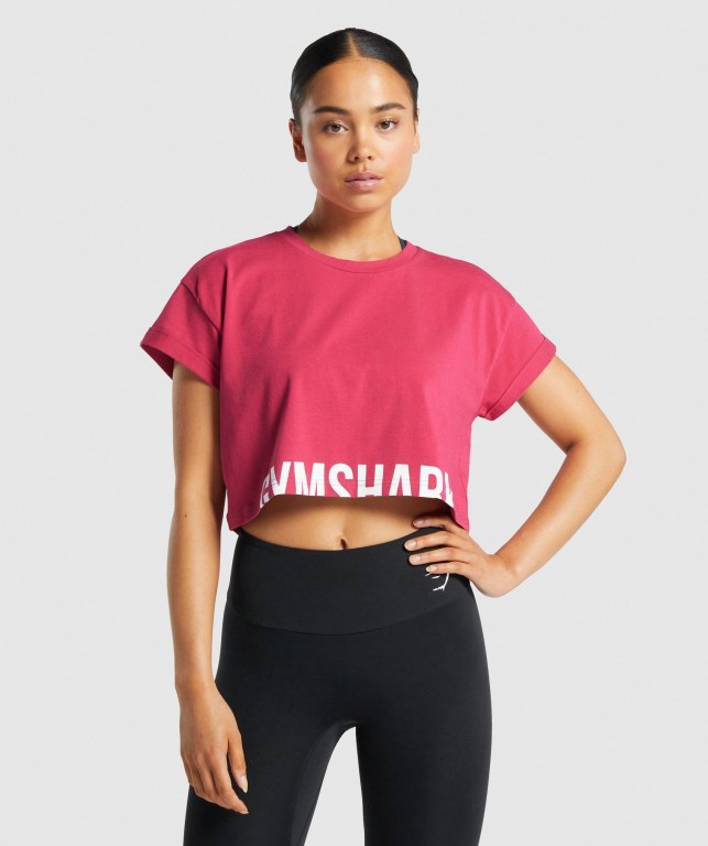 Sudaderas Gymshark Fraction Crop Top Rosas | fwWjemaiwsO