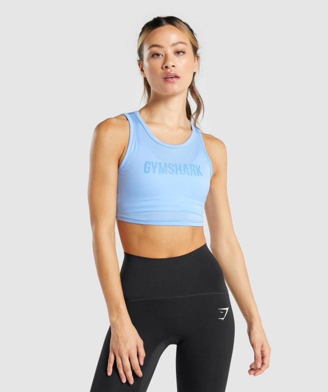 Sudaderas Gymshark GS Power Crop Top Azules | 8obVZ5TCysj