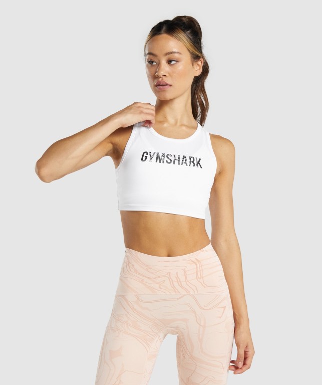 Sudaderas Gymshark GS Power Crop Top Blancas | Vcs3992EPTK