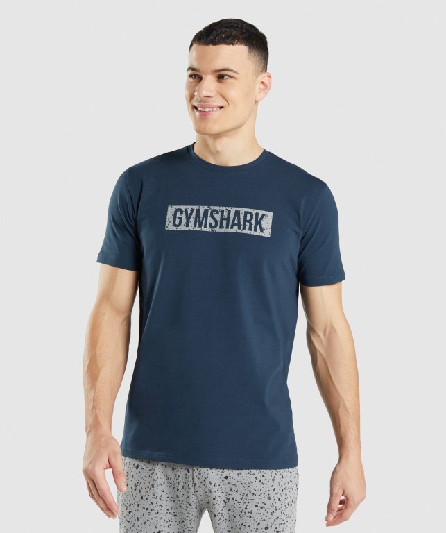 Sudaderas Gymshark Micro Print Block Infill Azul Marino | 1RBdVYPs3aK