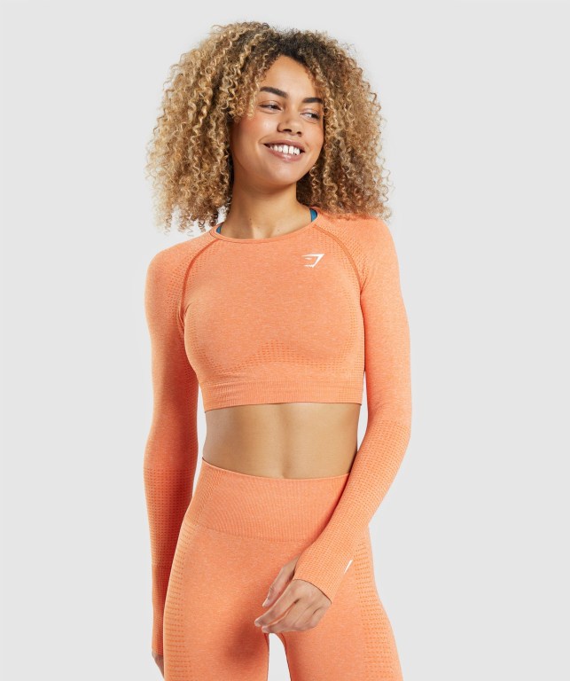 Sudaderas Gymshark Vital Seamless 2.0 Crop Top Albaricoque Naranjas | T8pkEUQXarU