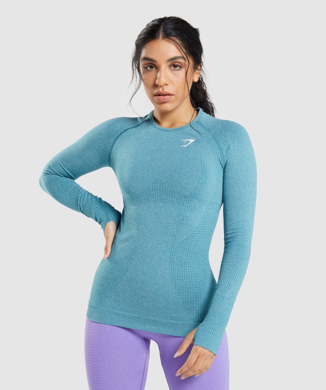 Sudaderas Gymshark Vital Seamless 2.0 Top Turquesa | ZBRxTljvzfJ