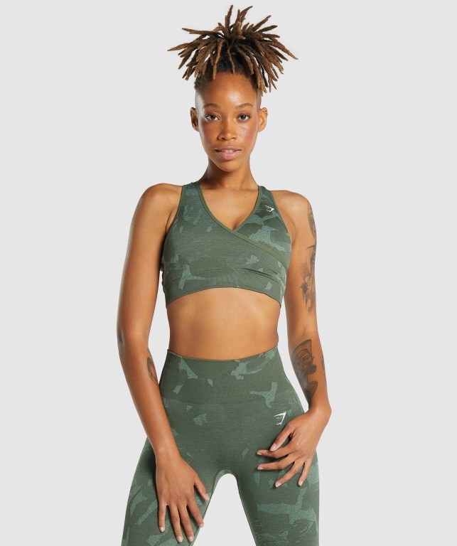 Sujetadores Deportivos Gymshark Adapt Camo Seamless Sports Bra Verde | 68UiZ75HoVT