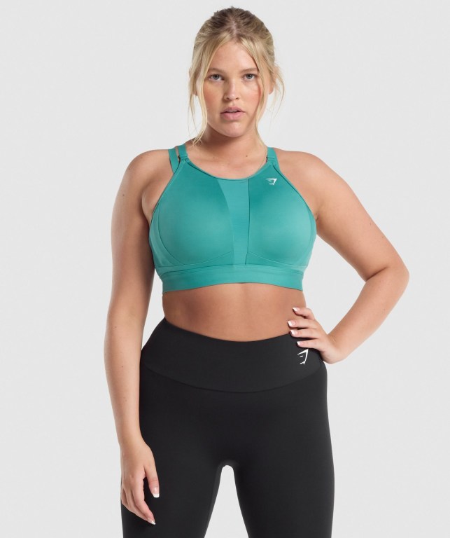 Sujetadores Deportivos Gymshark Mesh Neckline Entrenamiento Sports Bra Turquesa | 7KoeYUUDktS