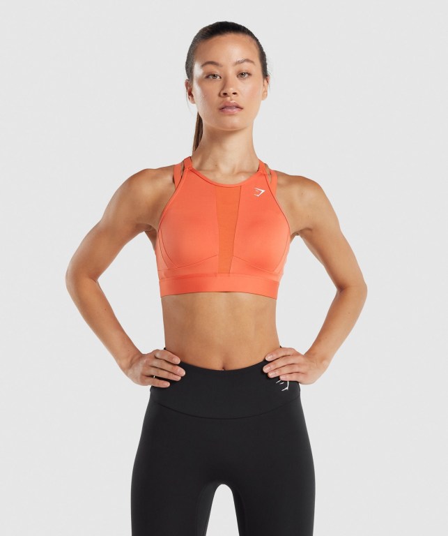 Sujetadores Deportivos Gymshark Mesh Neckline Entrenamiento Sports Bra Naranjas | BfXivZBsRvK