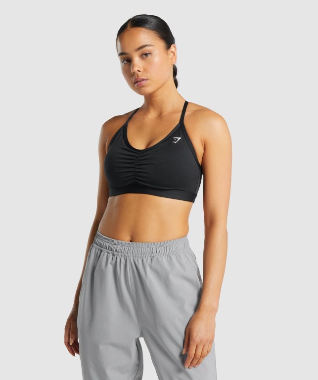 Sujetadores Deportivos Gymshark Ruched Entrenamiento Sports Bra Negras | YKByiQmSD76