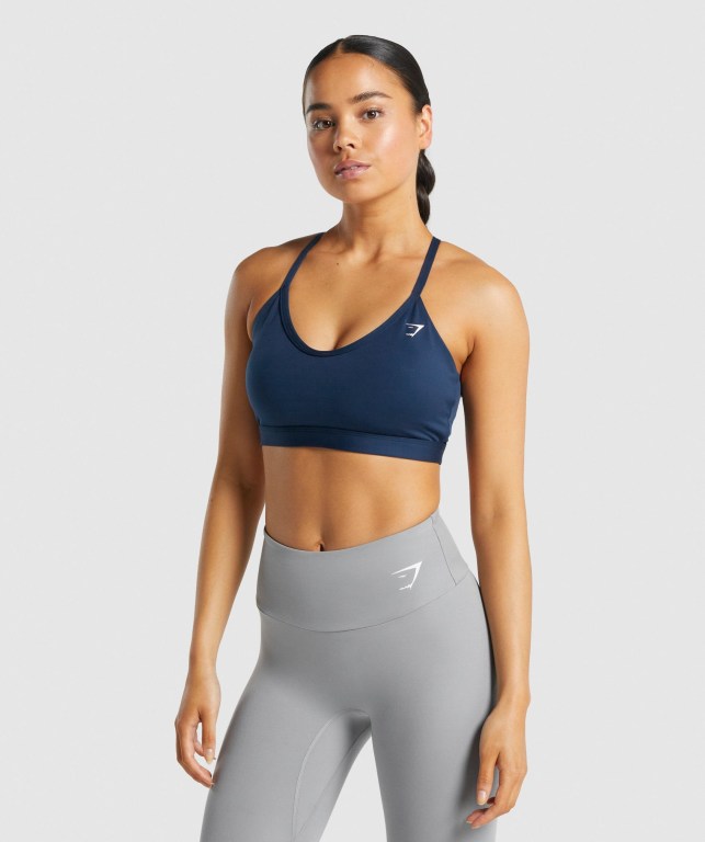 Sujetadores Deportivos Gymshark V Neck Entrenamiento Sports Bra Azul Marino | uqfDLSpRQC5