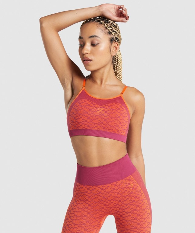 Sujetadores Deportivos Gymshark WTFlex Seamless Tiras Sports Bra Rosas | T9MlCqIAwrr