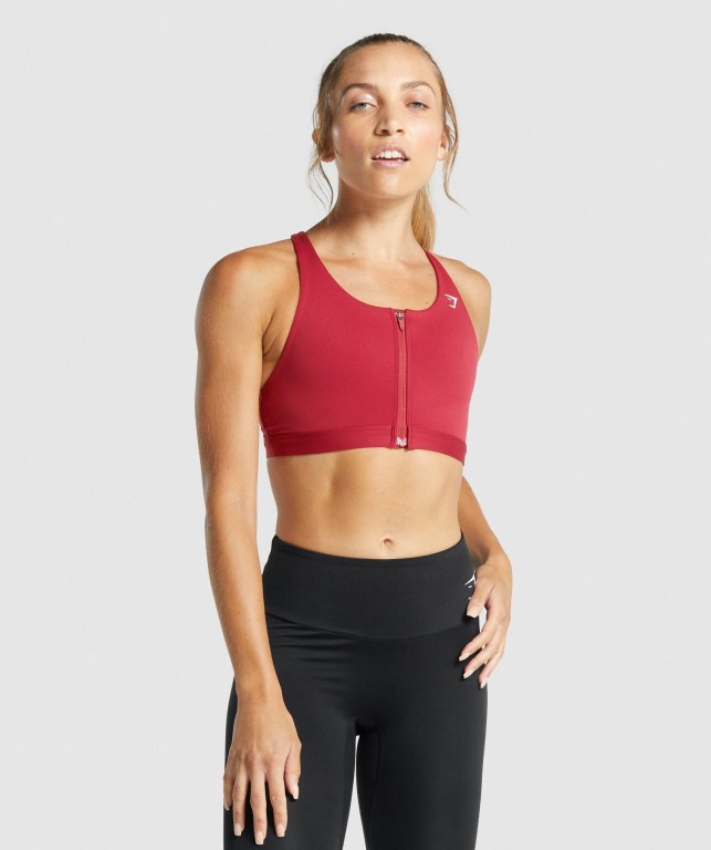 Sujetadores Deportivos Gymshark Zip Up Entrenamiento Sports Bra Burdeos | 4ucJEWBfgot